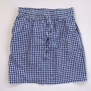 Studio West Apparel Blue white Gingham Pull on Skirt Size Medium
